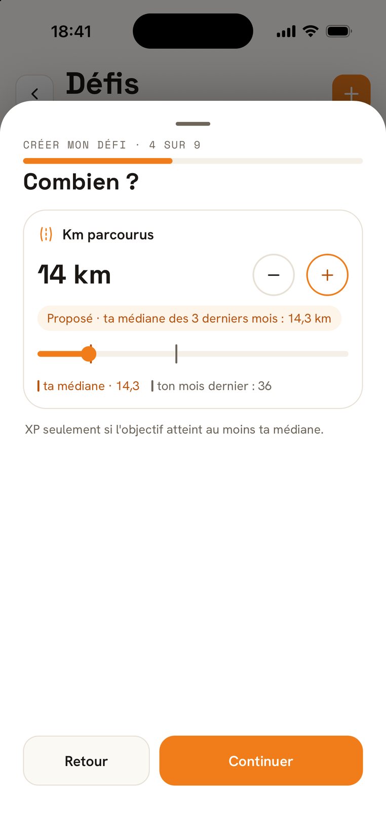 Créer mon défi : un objectif proposé à partir de tes trois derniers mois